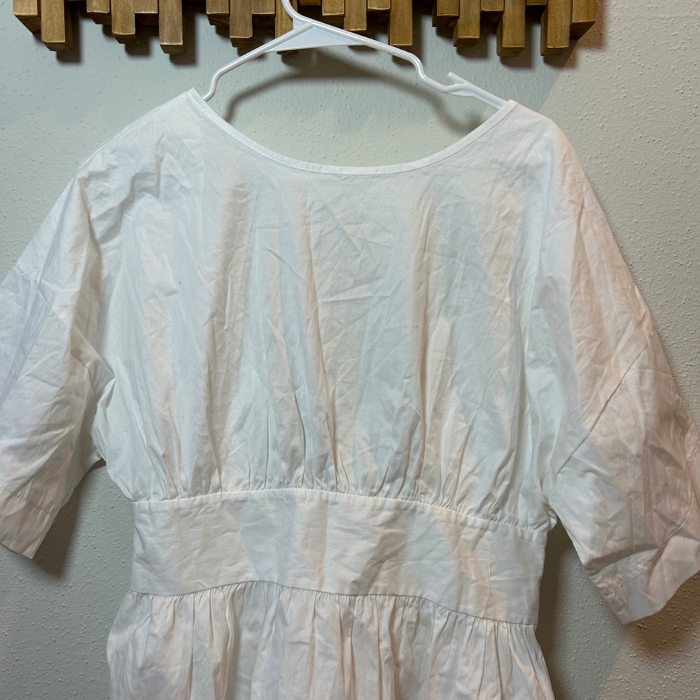 Easy Clothes White Peplum Top Back Bow Tie Flare Sleeve‎ Made in Italy - Picture 4 of 8